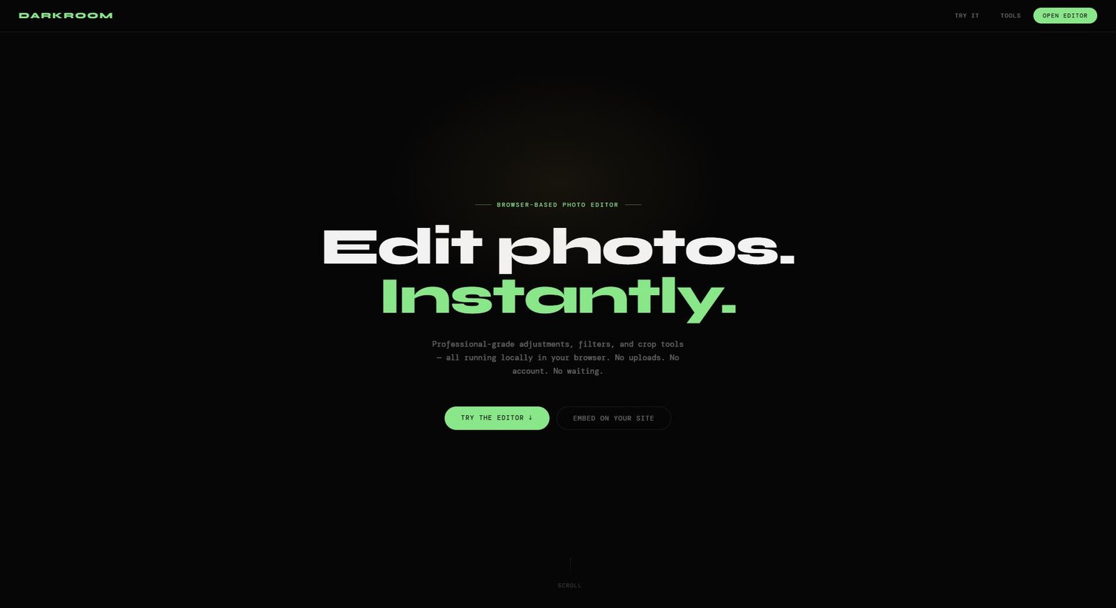 Darkroom photo editor preview